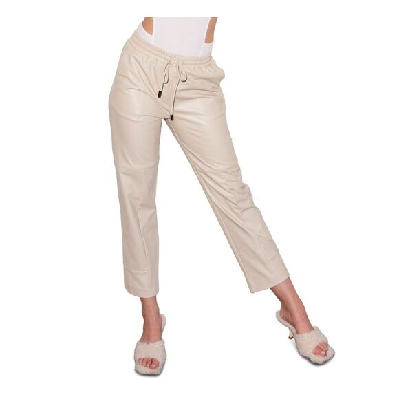 LNA CLOTHING Pants - LNA CLOTHING Womens Beige Tie Pocketed Drawstring Waist Cropped Pants S